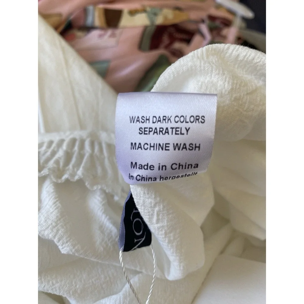 LOMON White Linen Pants Women Wide Leg Palazzo Pants XXL New